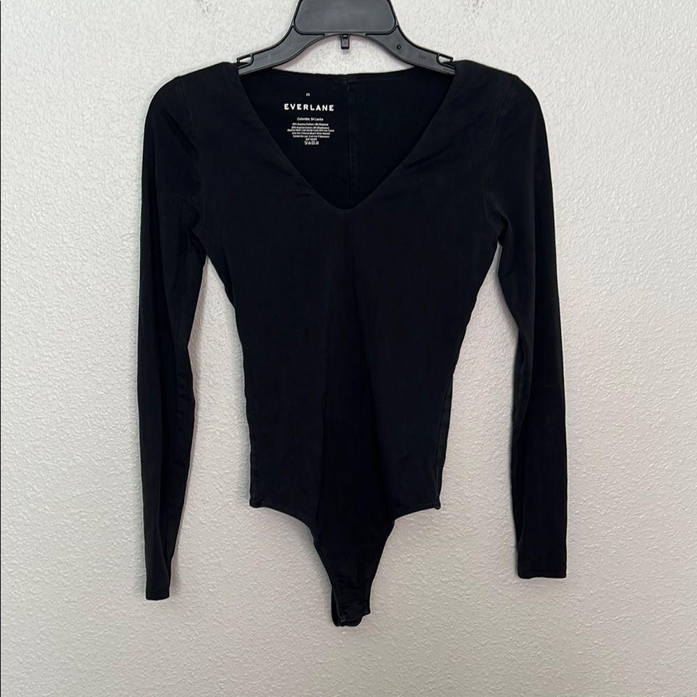 Everlane Cotton VNeck Bodysuit Black Size XS